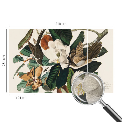 Custom size wall mural Birds magnolias