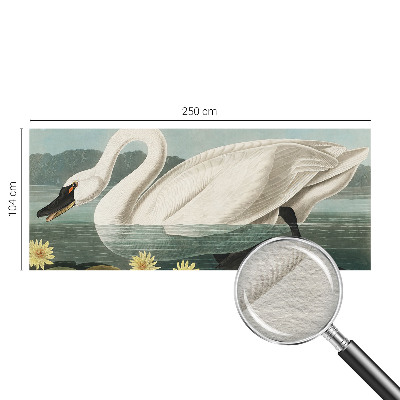 Modern wall mural with a swan and water lilies