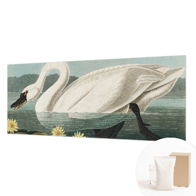 Modern wall mural with a swan and water lilies
