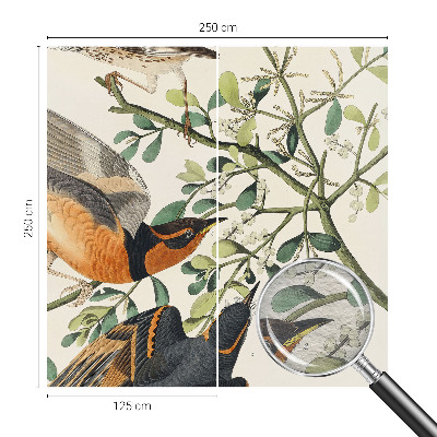 Modern wall mural for bedroom featuring colorful birds