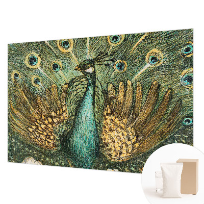 Modern wall mural with a majestic peacock design for the living room