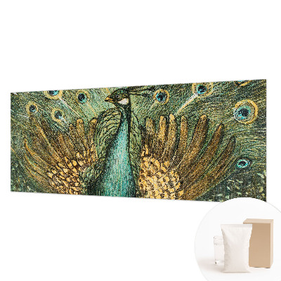 Modern wall mural with a majestic peacock design for the living room