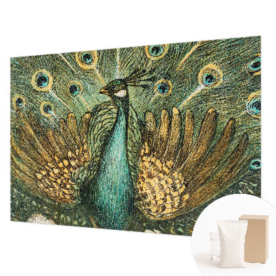 Modern wall mural with a majestic peacock design for the living room