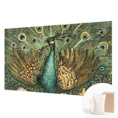 Modern wall mural with a majestic peacock design for the living room