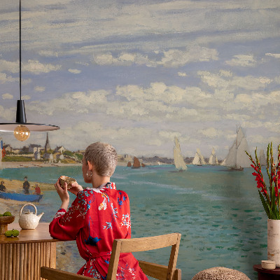 Premium wall mural for bedroom with a seaside landscape design