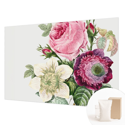 Decorative wall mural for living room with a flower bouquet design