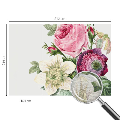 Decorative wall mural for living room with a flower bouquet design