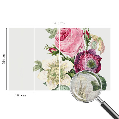Decorative wall mural for living room with a flower bouquet design