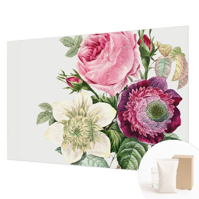 Decorative wall mural for living room with a flower bouquet design