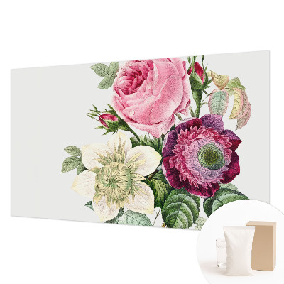 Decorative wall mural for living room with a flower bouquet design
