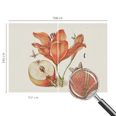 Non-woven wall mural with a botanical illustration