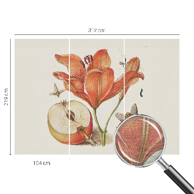 Non-woven wall mural with a botanical illustration
