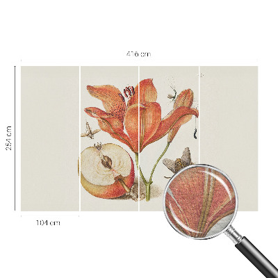 Non-woven wall mural with a botanical illustration