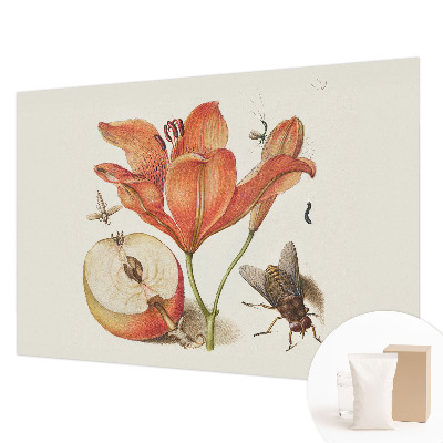 Non-woven wall mural with a botanical illustration