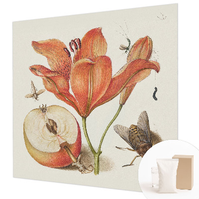 Non-woven wall mural with a botanical illustration