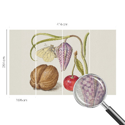 Non-woven photo wallpaper with a butterfly and plant motif