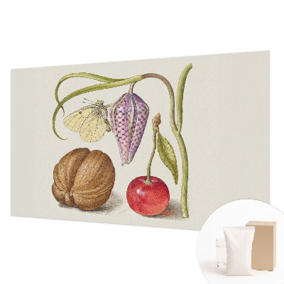 Non-woven photo wallpaper with a butterfly and plant motif