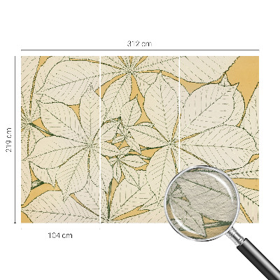 Photo wall mural with chestnut leaves design
