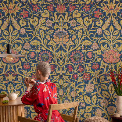 Wall mural for bedroom with a floral pattern