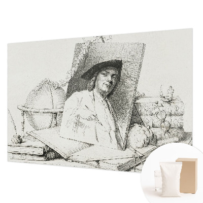 Bedroom wall mural wallpaper with an artistic portrait design
