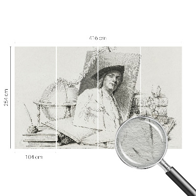 Bedroom wall mural wallpaper with an artistic portrait design