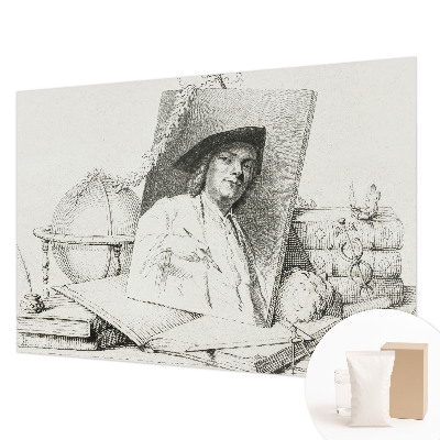 Bedroom wall mural wallpaper with an artistic portrait design