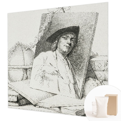 Bedroom wall mural wallpaper with an artistic portrait design