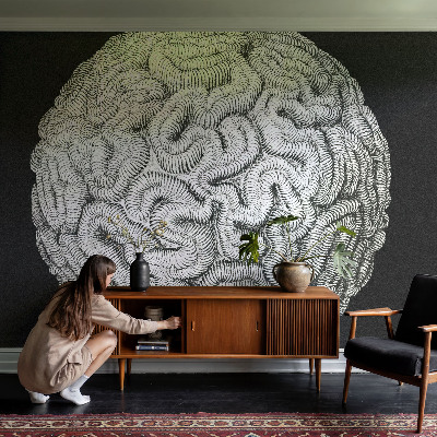 Wallpaper mural for living room with a spherical structure motif