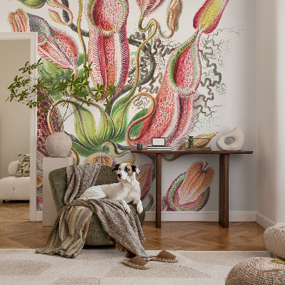 Large wallpaper mural with detailed plant motif