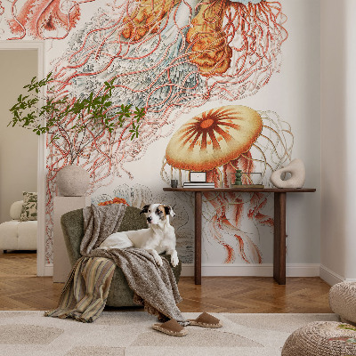 Custom size wall mural with a fancy jellyfish design