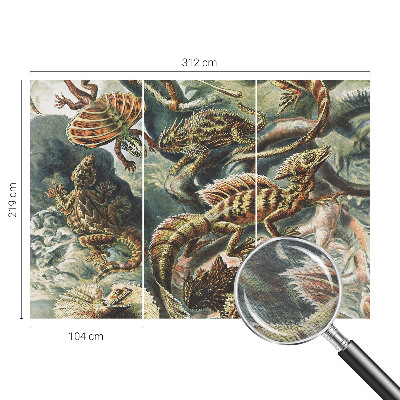 Large wall mural wallpaper featuring exotic reptiles