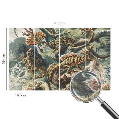 Large wall mural wallpaper featuring exotic reptiles