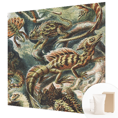 Large wall mural wallpaper featuring exotic reptiles