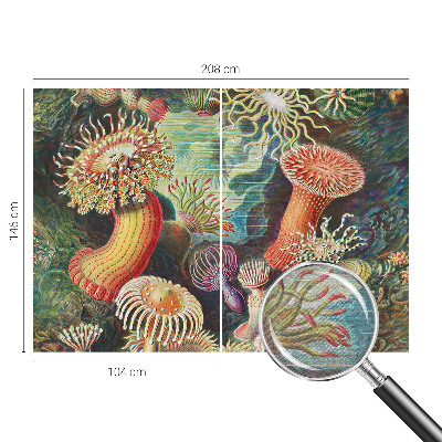Modern wall mural for living room featuring a design of fancy anemones