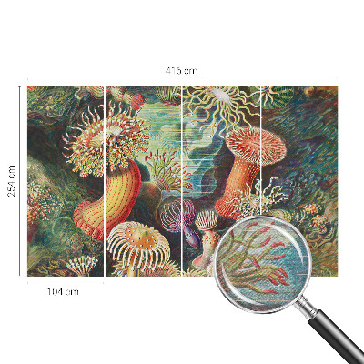 Modern wall mural for living room featuring a design of fancy anemones