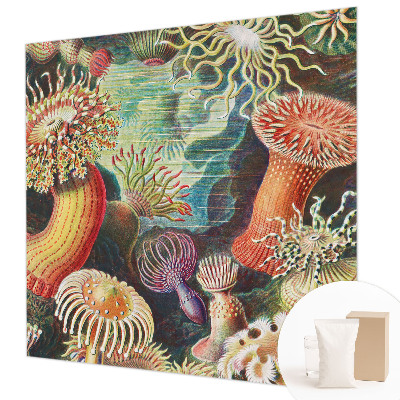 Modern wall mural for living room featuring a design of fancy anemones