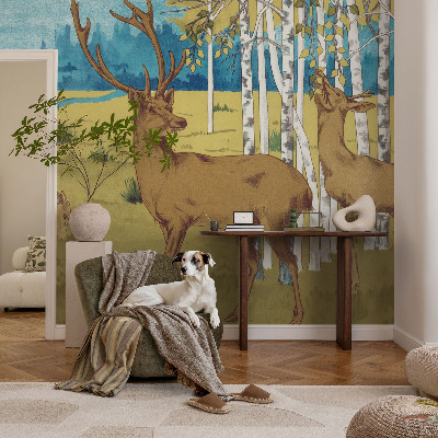 High quality wall mural wallpaper with a forest harmony design