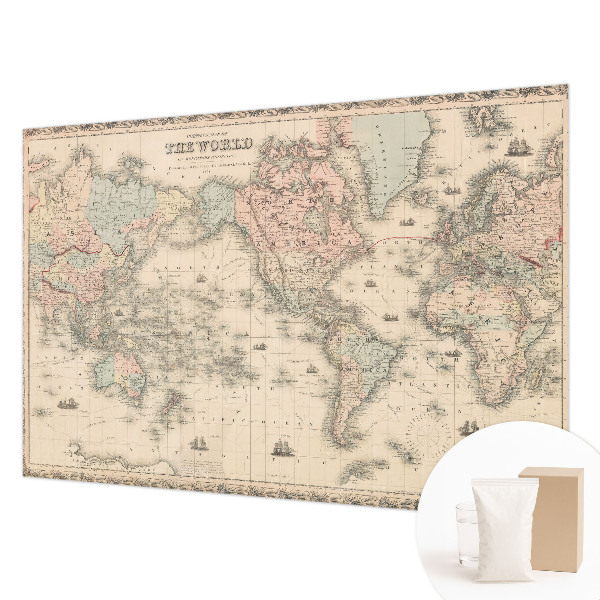 Non-woven wall mural with a historical map design