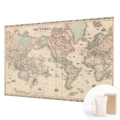 Non-woven wall mural with a historical map design