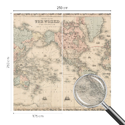 Non-woven wall mural with a historical map design