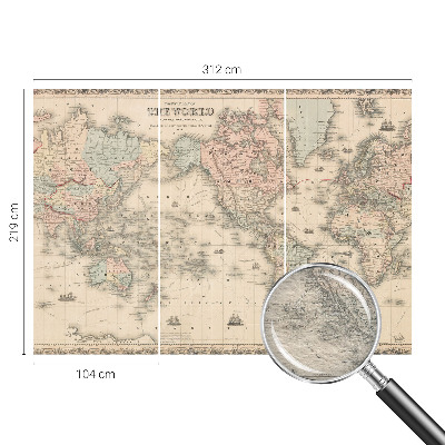 Non-woven wall mural with a historical map design