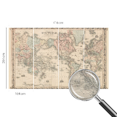 Non-woven wall mural with a historical map design