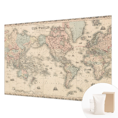 Non-woven wall mural with a historical map design