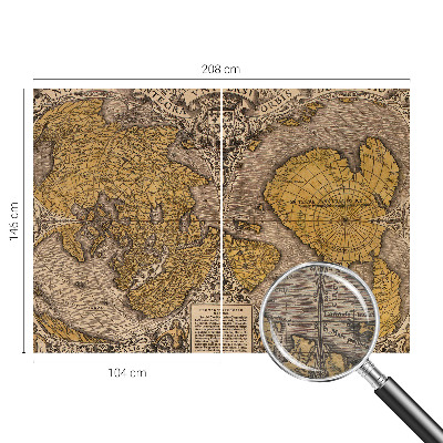 Non-woven photo wallpaper with a historical cartography motif