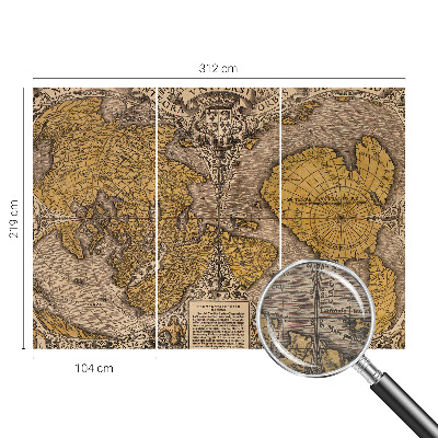 Non-woven photo wallpaper with a historical cartography motif