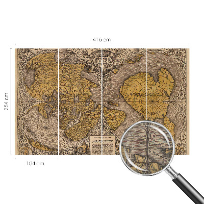 Non-woven photo wallpaper with a historical cartography motif