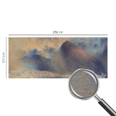Decorative wall mural for living room with a mountain landscape design