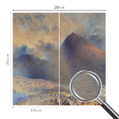 Decorative wall mural for living room with a mountain landscape design