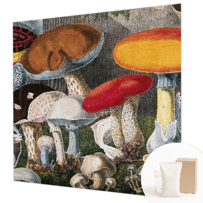 Wallpaper mural featuring a botanical mushroom pattern