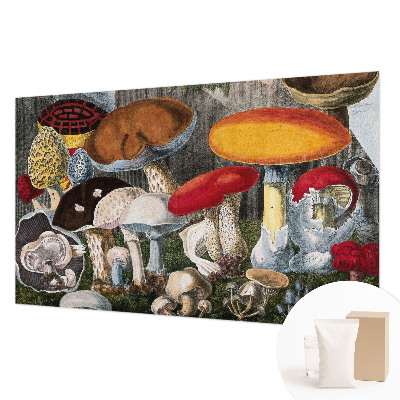 Wallpaper mural featuring a botanical mushroom pattern